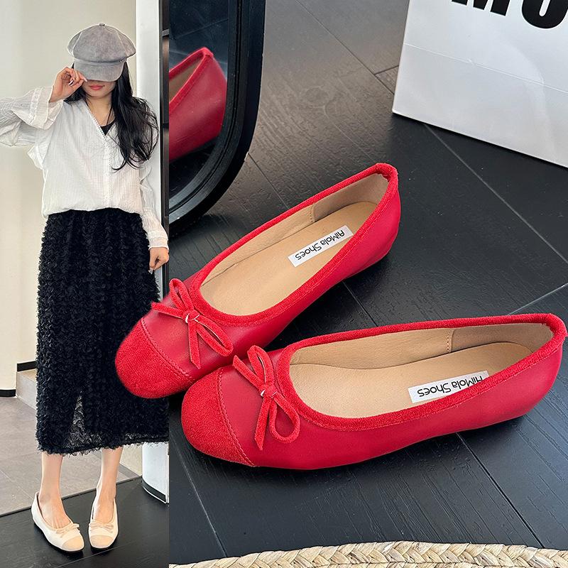 French Retro Silver Soft-soled Single Shoes Women's Shoes Summer Ladyshoes Evening Bow Flats Red Grandma Shoes