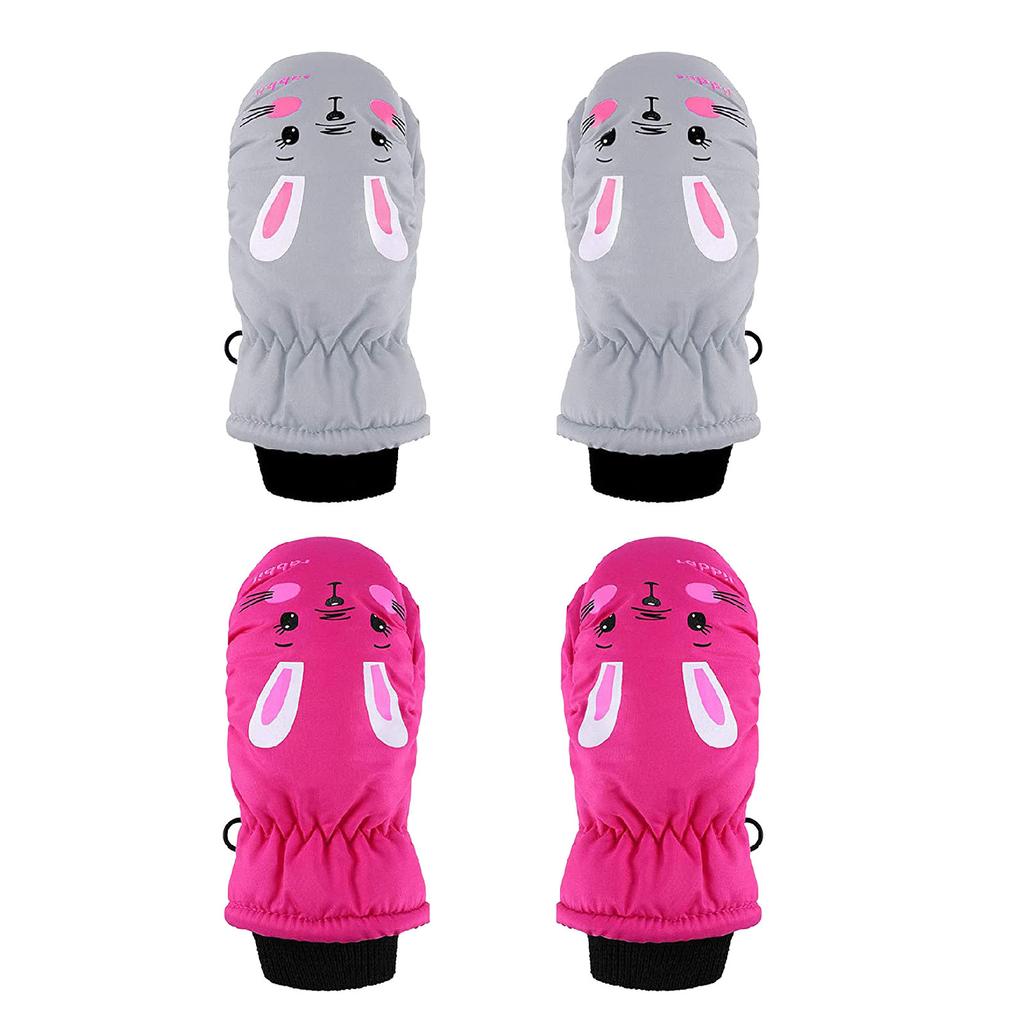 2 Pairs Toddler Kids Baby Boys Girls Ski Gloves Warm Snow Mittens