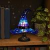 Halloween Decoration Lamp Witch Hat Table Lamp, USB Powered LED Bedside Light, Resin Gothic Night Light for Bedroom, Living Room, Shelf Decor