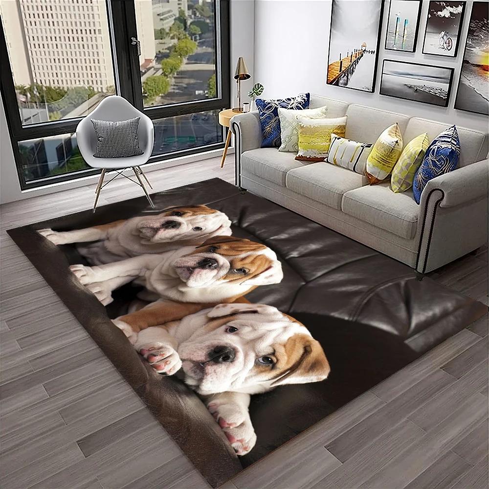 French Pit Bull Dog Pet Cartoon Carpet Rug for Home Living Room Bedroom Sofa Doormat Decor,kids Play Area Rug Non-slip Floor Mat