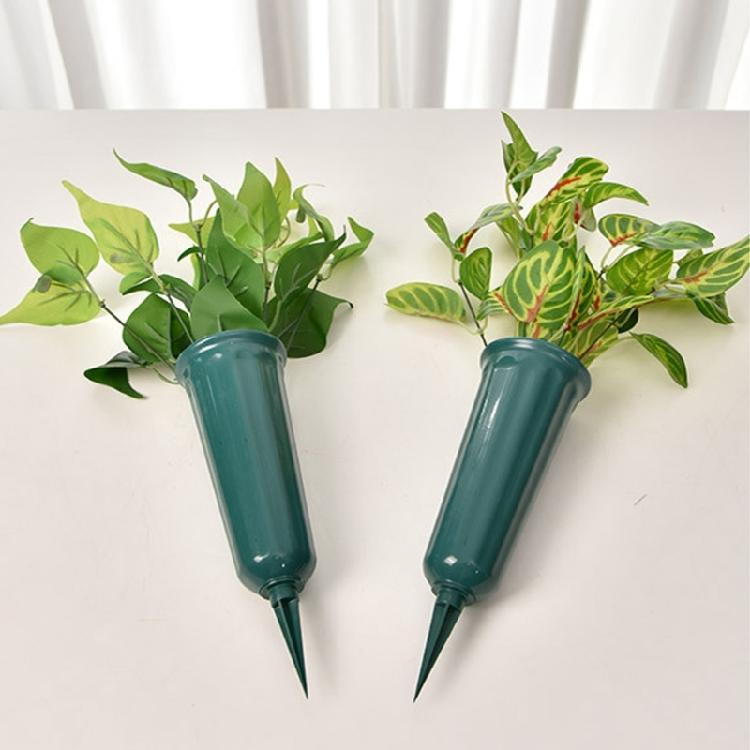 Outdoor Plastic Flower Cone Floral Display With Reinforced Base For Stable Lawn Cemetery Decoration Weather Resistant