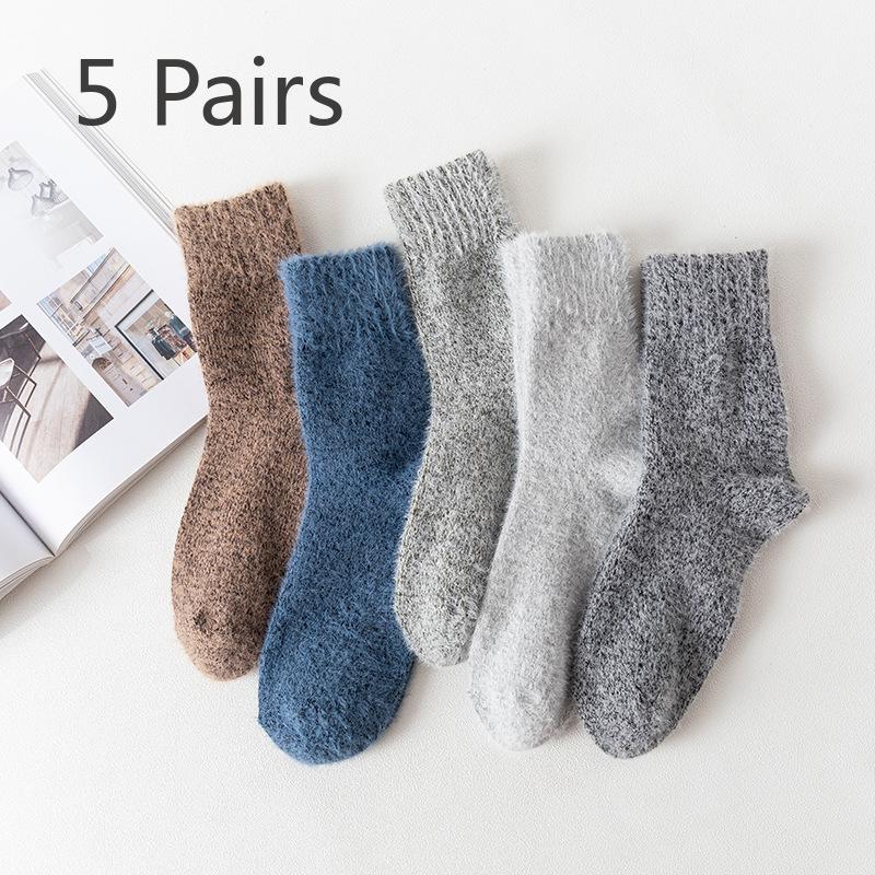 

5 пар мужских новых зимних толстых теплых носков-гольф из кроличьей шерсти с имитацией хорька 5 Pairs
