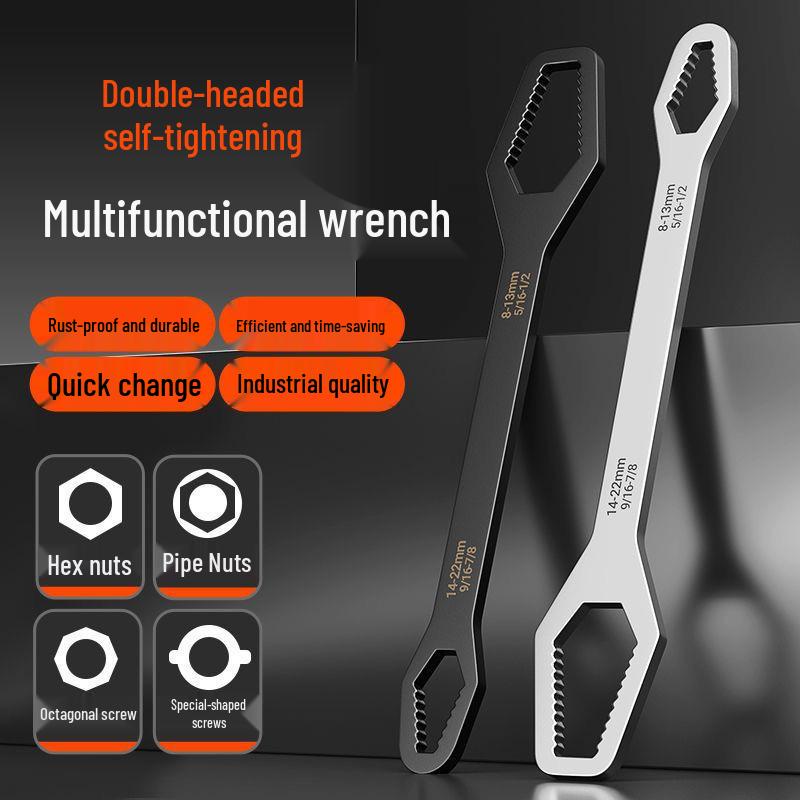 Universal Adjustable Double-Ended Wrench Set, 8-22mm