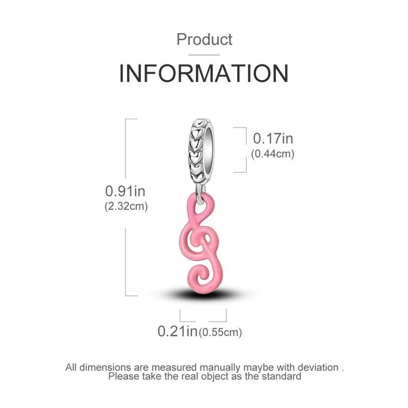 Cute Pink Note Beads Copper Original Beads Fit Original Charms Bracelet Jewelry Diy Fine Gifts For Women