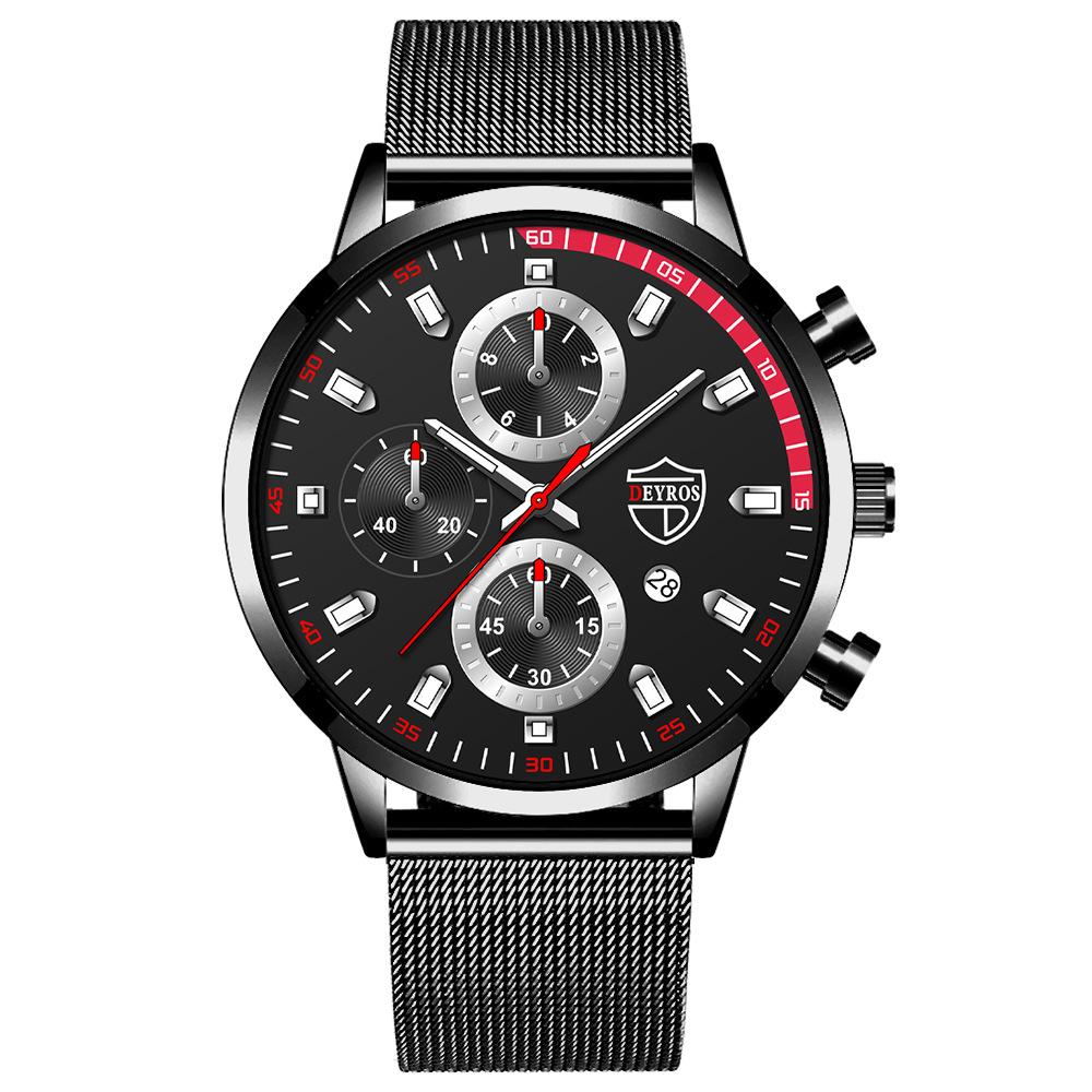 Milan Mesh Belt Watch Men'S Automatic Quartz Calendar Luminous Watch