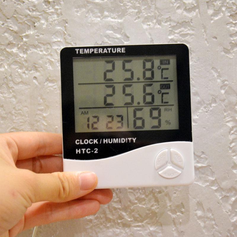 HTC-2 Indoor/Outdoor Thermohygrometer Alarm Clock with Dual Temperature Display and Probe