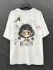 2025 New Summer Women's Fashion Brand Comfortable White T-Shirt Cartoon Print O-Neck Casual