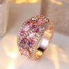 Trendy Purple Pink Zircon Wide Vintage Rose Gold Color Wedding Bands Engagement Rings For Women Men Minimalist Jewelry