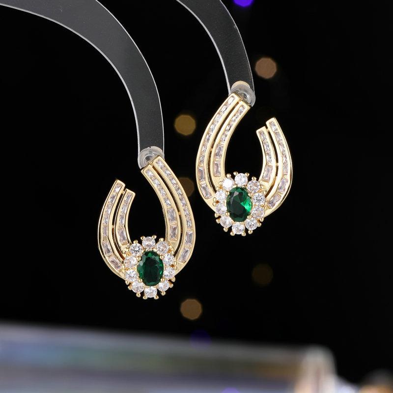 

Двухрядные квадратные U-образные серьги-гвоздики из циркония, серебряные иглы 925 пробы, ретро-геометрические инкрустированные цветы, модные персонализированные серьги