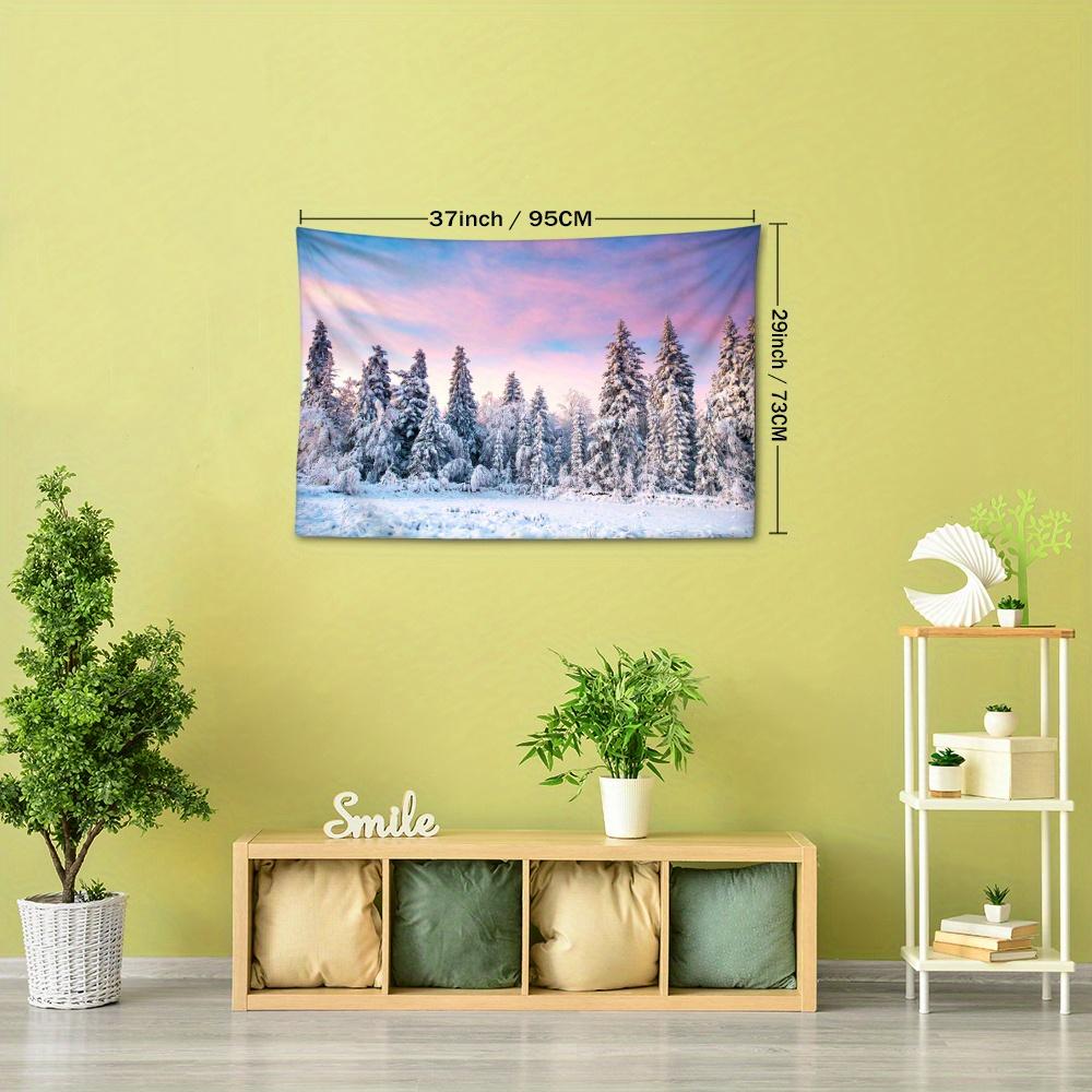 Snowy Pine Tree Tapestry - Versatile Wall Hanging for Bedroom & Living Room Decor, Durable Polyester, Easy Care, Pine Tree, Snow Mountain, Tapestry, R