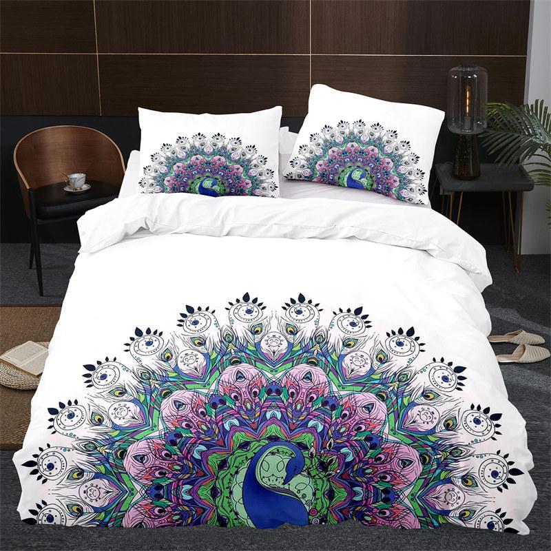 Peacock Duvet Cover Collection King Size Cute Animal Theme Bedding Collection Print For Adults Teens Soft 1 Comforter Cover With 2 Pillowcases