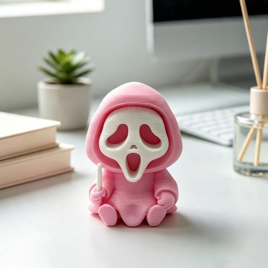 Compact Skull Model for Collection Halloween Ghost Statue, Cartoon Skeleton Sculpture, 3D Printed Textures Novelty Gift Horror Fans Ornament