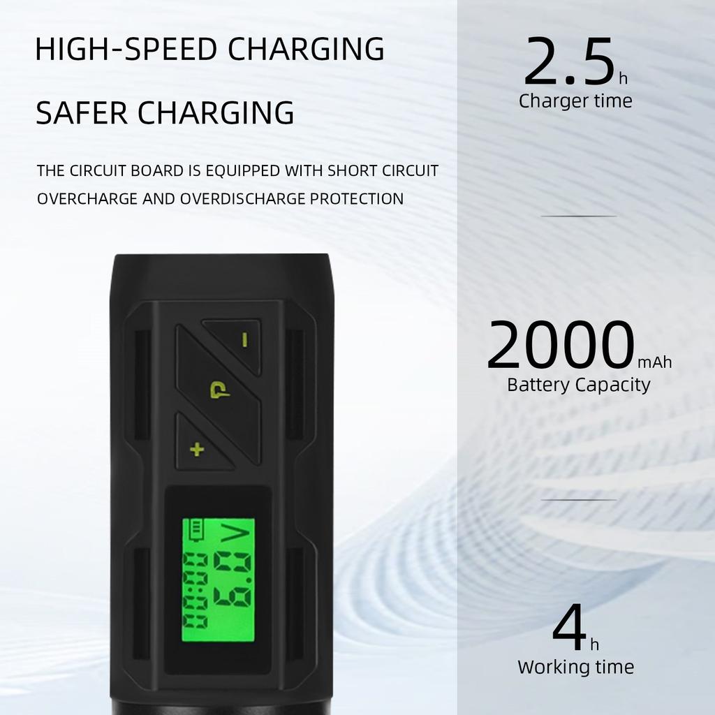 Temporizator reglabil Putere fără fir Vârf din plastic Mâner din aluminiu Motor Body Art Machine Pen rotativ