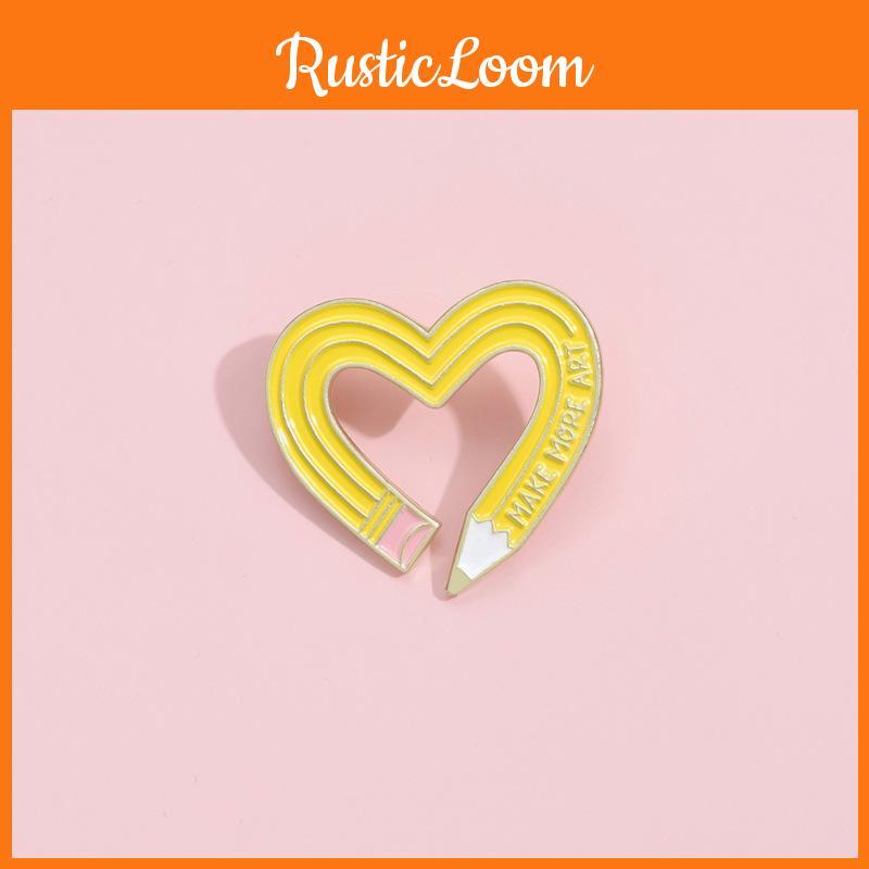 Versatile Yellow Heart Pencil Brooch Colorful Fashion Pin For Style Expressive