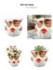 Abstract Red Lips Face Flower Pot: Resin Ornament for Courtyard, Balcony, or Garden Bonsai.