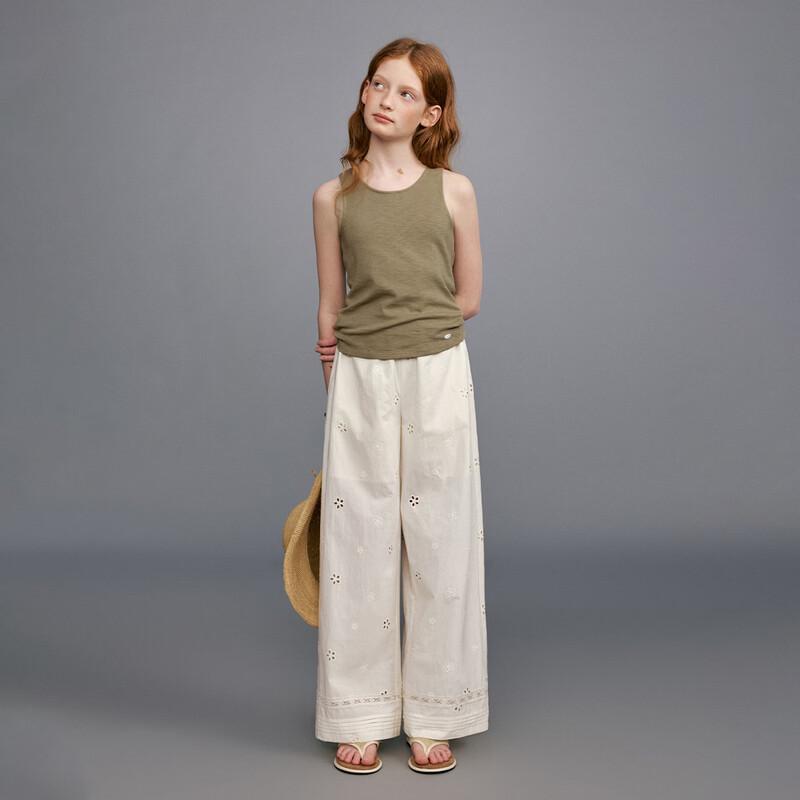 ELLE KIDS Girls' Floral Embroidery Casual Long Pants