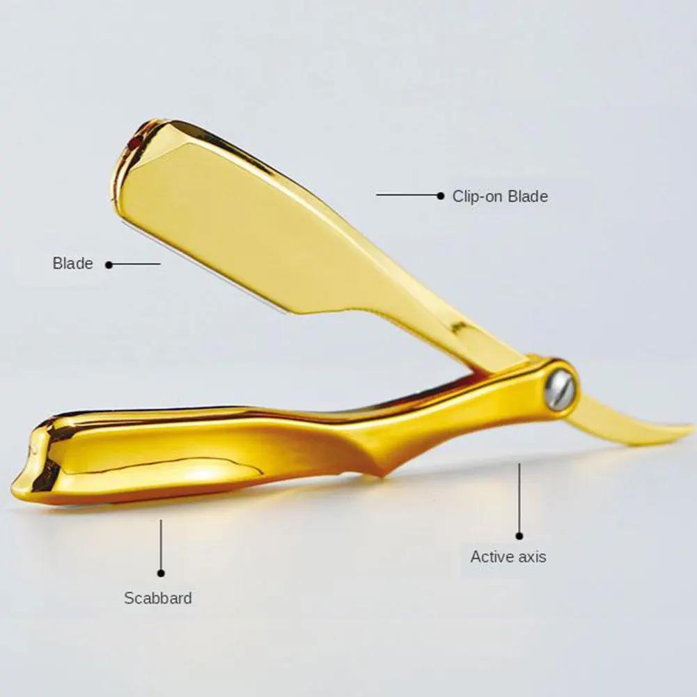Salon Manual Beard Razor Folding Hand Shaver Razor Knife Holder Hair Removal Tools (No Shaving Slice) For Barber Accessories