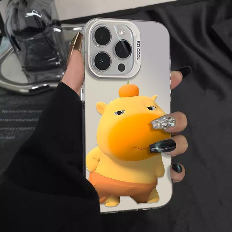 

Cute Orange Topped Hippo Clear Phone Case For iPhone 15/14/13/12 - Cartoon Cover XIAOMI 17 Ultra різнокольоровий