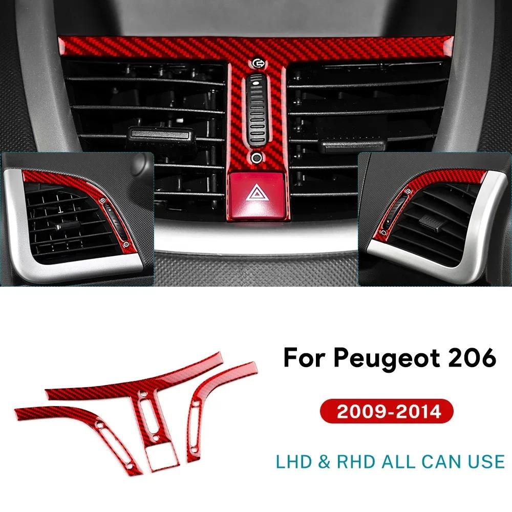 Car Dashboard Air Vent Outlet Interior Trim For Peugeot 206 2009 2010 2011 2012 2013 2014 Real Soft Carbon Fiber Sticker LHD RHD