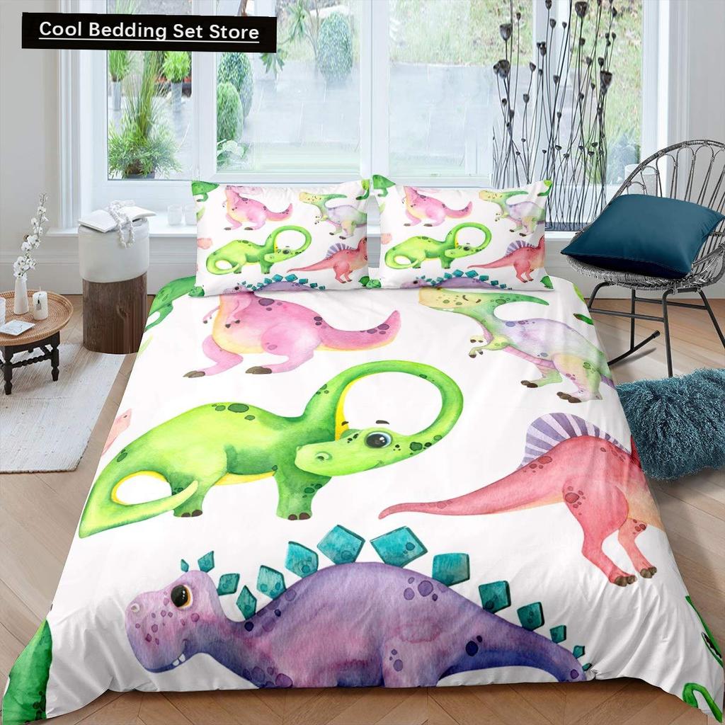 Cartoon Dinosaur King Queen Duvet Cover Jurassic World Animal Bedding Set Universe Galaxy Quilt Cover Polyester Comforter Cover