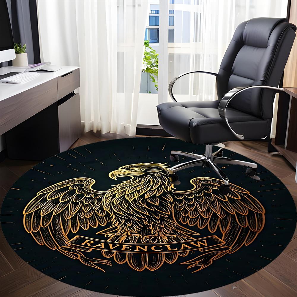 1PC Ravenclaw Crest Office Round Rug, Non-slip, Soft and Durable Office Rug for Interior Decoration, Perfect for Office, Beautiful Decoration