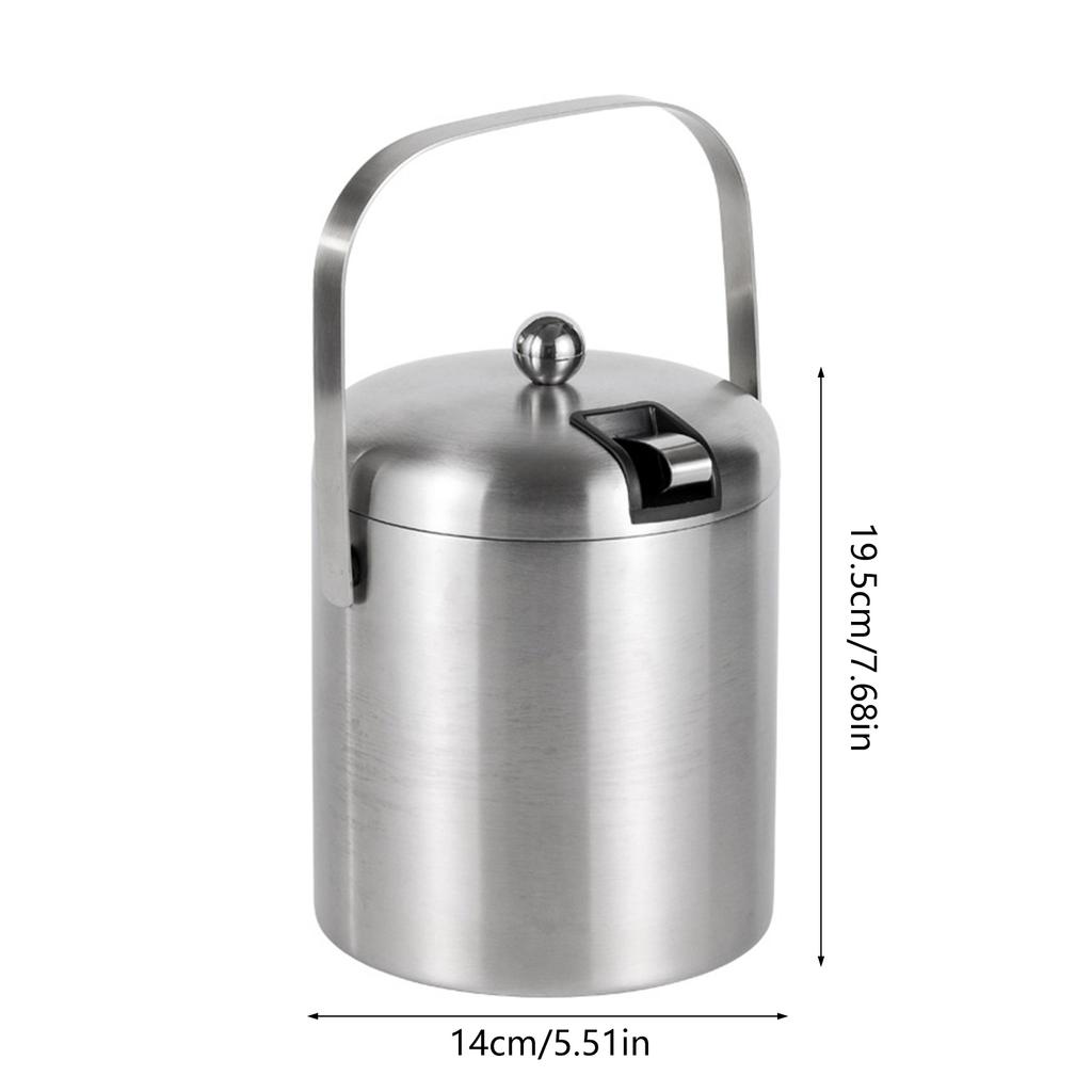 Stainless Steel Ice Bucket with Tongs Lid and Included Strainer Insulated Ice Bucket Convenient Insulated Container