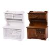 Wooden Miniature Sideboard Cabinet with Functional Door for 1/12 Dollhouses Furnishing Realistic Landscape Scene Decors