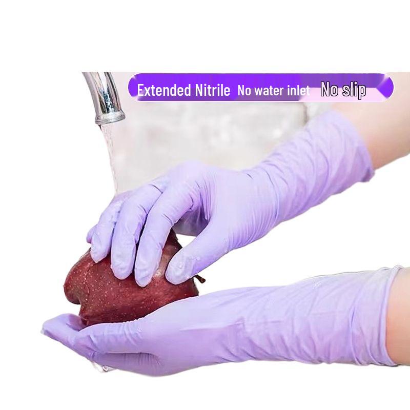 Extended Thick Waterproof Nitrile Disposable Gloves for Dishwashing and Catering