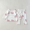 Jaydyequ Baby Pajamas Lightweight Long White Heart 90cm Set, Spring/Summer/Autumn, Cotton, Sleeve, Girls' Loungewear, Print,
