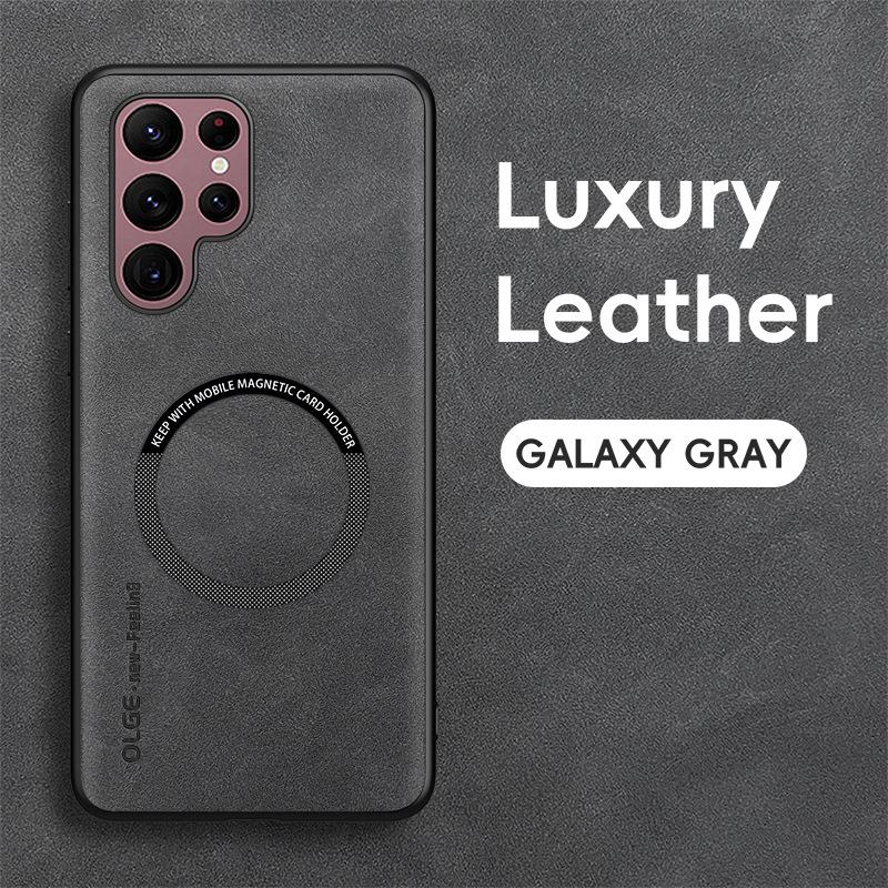 Hülle für Samsung S26 S25 S24 S23 S22 S21 S20 plus ultra Neue magnetische Saug-Schutzhülle aus Schafsleder Kabelloses Laden schlicht