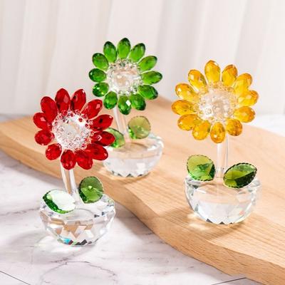 Plant Series Sunflower Ornament Elegant Crystal Home Decoration Sunflower Figurine  Gift