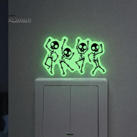 Luminous Skeleton Decals for Light Switches Halloween Switch PVC Sticker, Glow in The Dark Horror Theme Room Accessories Decal, Wall Sticker