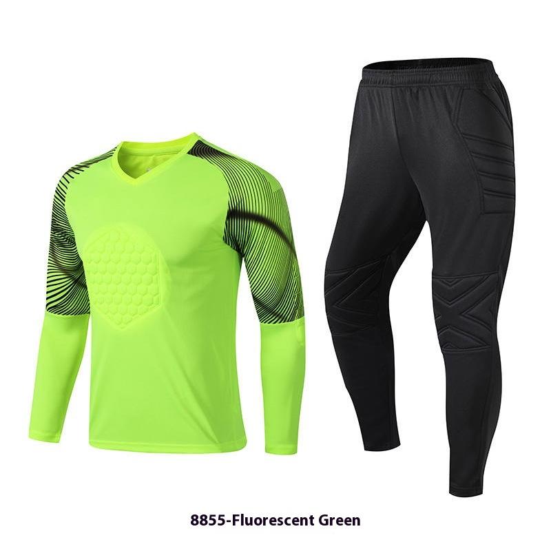 Men and Boys Football Goalkeeper Suit, Trousers Suit, Long-sleeved Thickened Sponge Goalkeeper Suit, Soccer Football Uniform