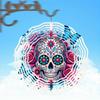 Metal Wind Chime with Rose Skull Butterfly Design for Indoor Outdoor Garden Decor Christmas Thanksgiving Holiday Hanging Ornament