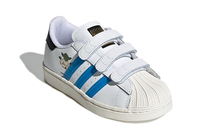 Adidas Originals SUPERSTAR CF C Casual Abrasion Resistant Low top Skateboard Shoes White Blue Black FZ0645