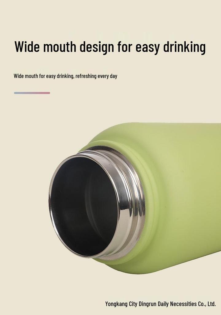 1L Large Capacity Wide Mouth Rubber Paint Thermos Cup - Easy To Clean, American Style, Fashionable Student Water Bottle