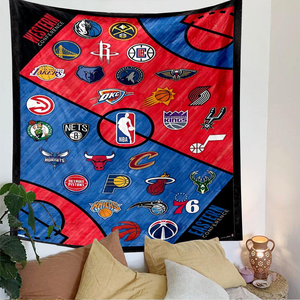 Philadelphia 76ers Tapestry Wall Hanging, NBA Basketball Team Logo Poster, Sports Wall Decor for Bedroom Living Room Dorm