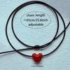 Moda Coreana Cavo Intrecciato Lungo Nero Ciondolo Cuore Rosso in Ceramica Collana per Donna Gioielli Minimalisti Eleganti Retro Y2K Regalo
