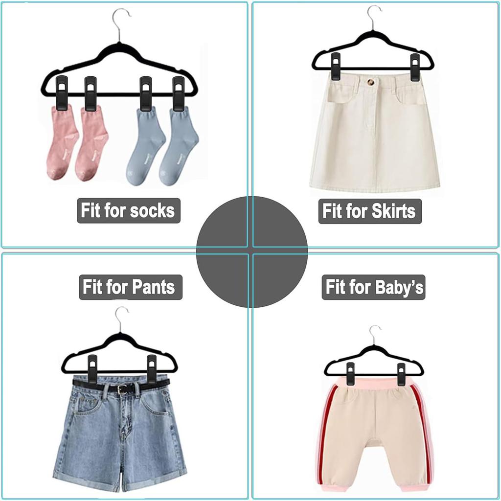 20pcs Portable Hanger Clips Non-Slip Clips Pant Skirt Hanger Clips for Home Storage Oganization