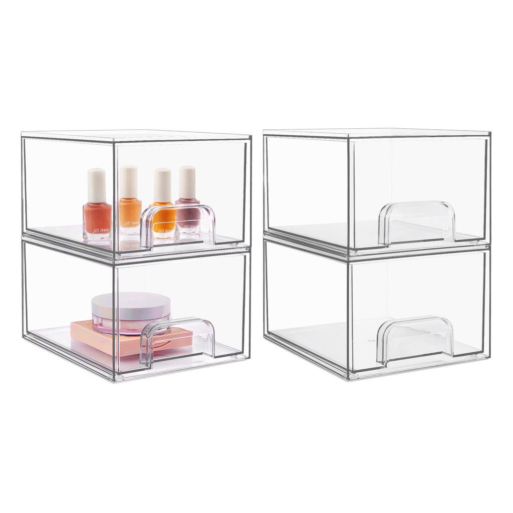 Stackable Transparent Cosmetic Storage Drawer - Multifunctional Organizer