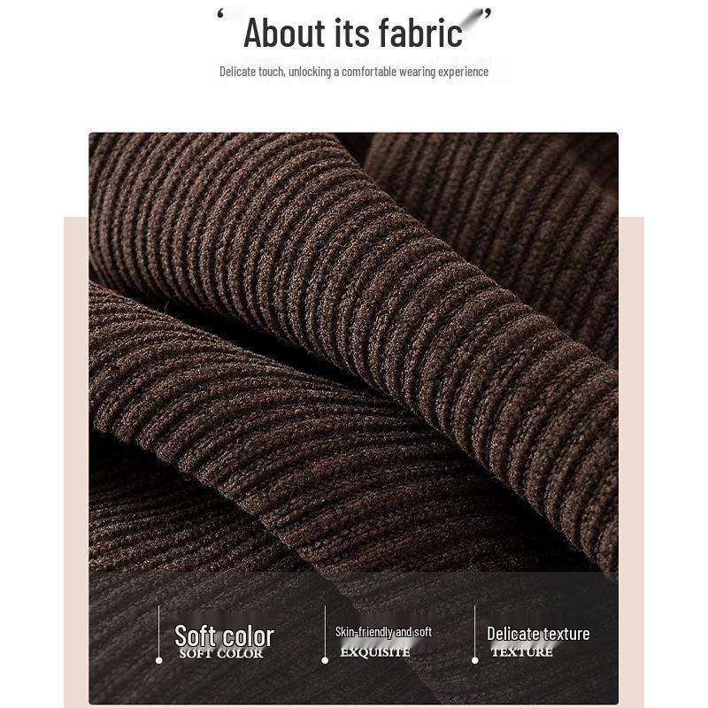 Mom's High-Waisted Striped Corduroy Pants - Spring & Autumn Casual for Middle-aged & Elderly
