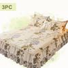 3pc Tropical Floral Bed Skirt Set Includes 1Non-slip Lace Bed Skirt And 2 Decorative Pillowcases All-season Polyester Bedding Ruffles Machine Washable