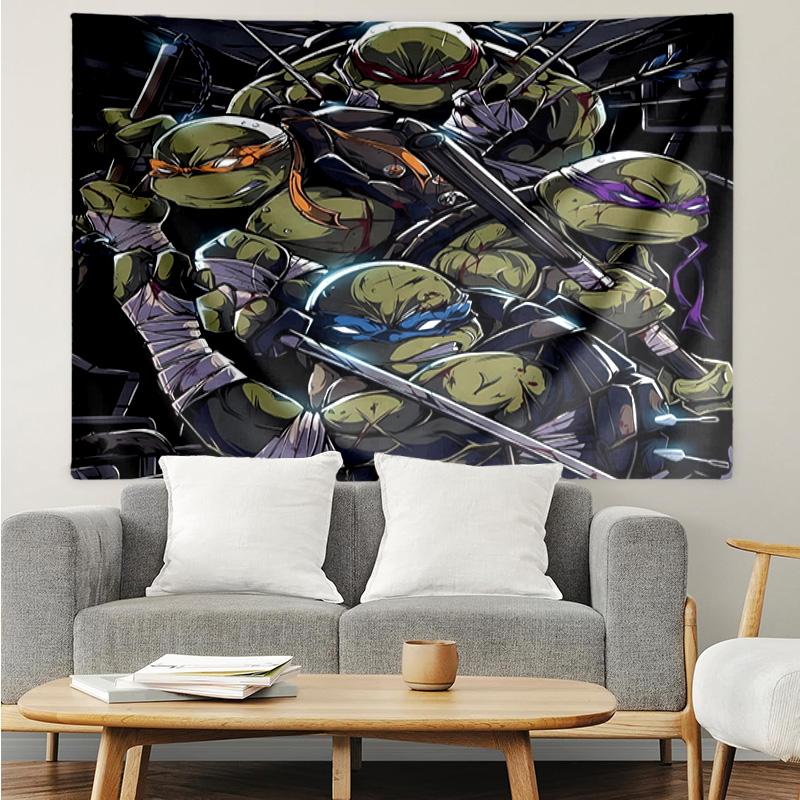 1PC Turtles Team Adventure Tapestry Accessories Playroom Tapestry, for Bedroom,Livingroom, Dormitory Room Wall Decor Fan Birthday Gifts