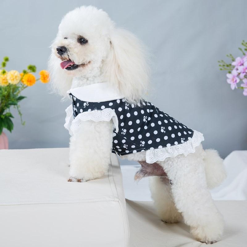 Summer Dog JUEothes Cotton Princess Dress For Small Female Dogs Dot Pattern Pet Dress Teddy Dog Summer Outfit