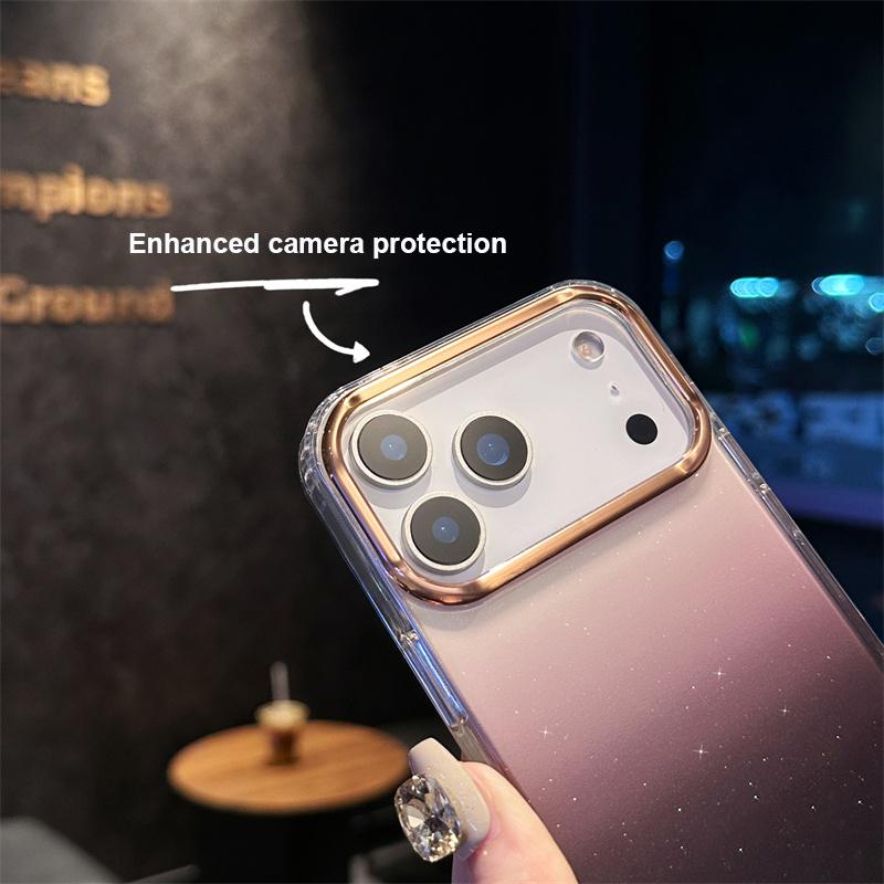 Popular Gradient Glitter Transparent Case For iPhone 17 Air 16/E 15 14 Plus 13 12 11 Pro Max Soft TPU Shockproof Anti-Fall Cover