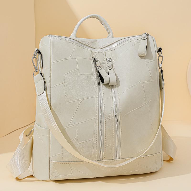 Simple and Retro Patchwork Women's Backpack Fashionable Backpack Mommy Bag and Women's Bag