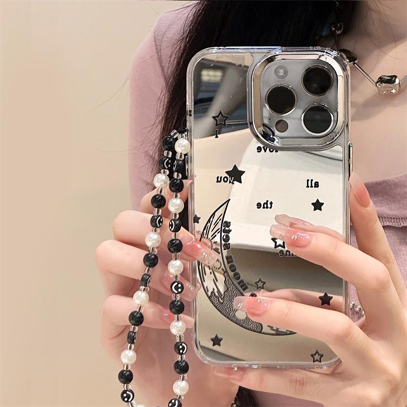 Zhitai iPhone 15 Pro Max Apple Mobile Case: 3-in-1 Mirror, Bracelet, Hard Shell