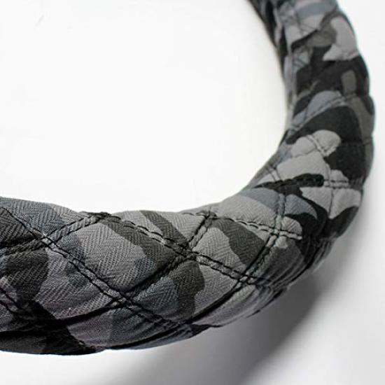 Azur Steering Wheel Cover for Large Giga Camouflage 2HL (H6.12-H19.4), Black, (Outer Diameter Approx. 47-48cm), XS60A24A-2HL-003