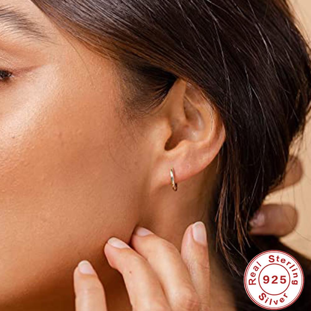 Simple Style S925 Sterling Silver Personality Size Diamond Leaf Glossy Luxury Earrings Ear Buckles Earrings Huggie