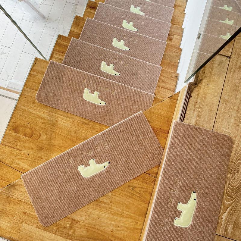 Luminous Self-Adhesive Stair Tread Mats - Splicable, Glue-Free, Solid Wood Protection Carpets